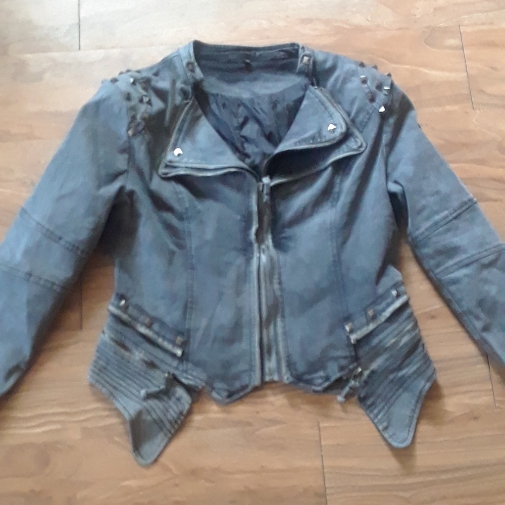 Smokey Gray Biker Jacket - Picture 1 of 5